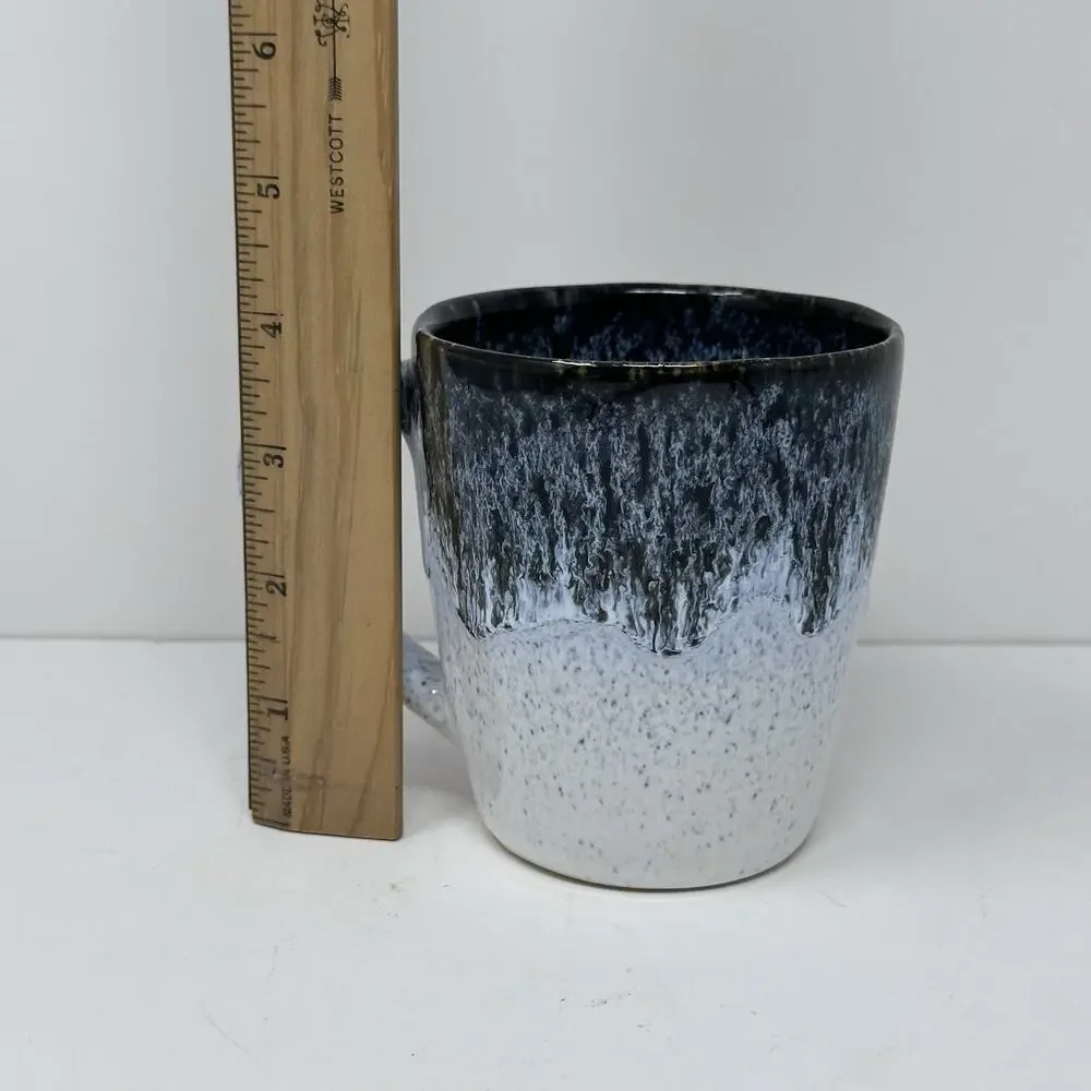 West Elm Portugal Stoneware Mug Reactive Drip Glaze Blue Black